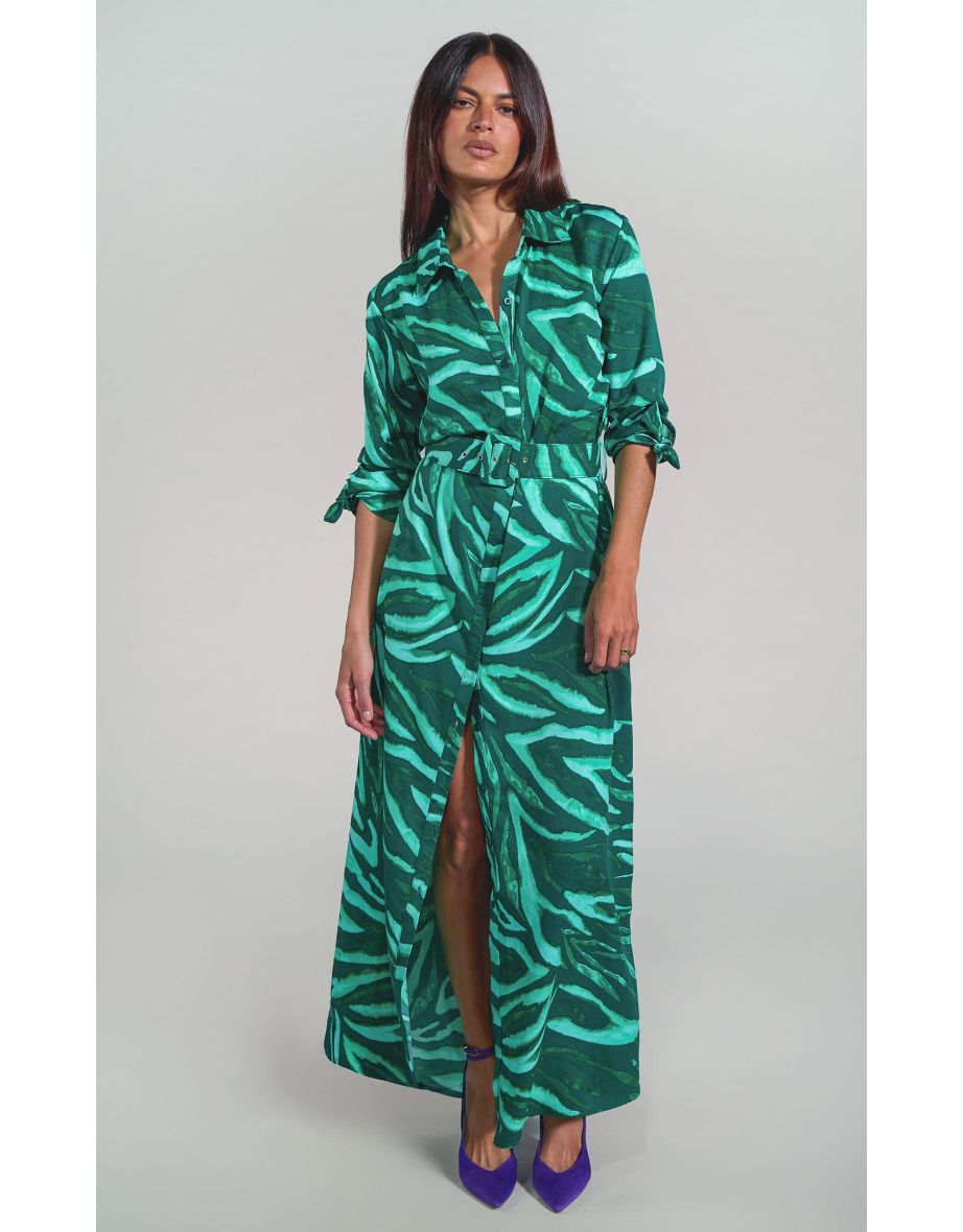 Dove Dress In Green Painted Zebra