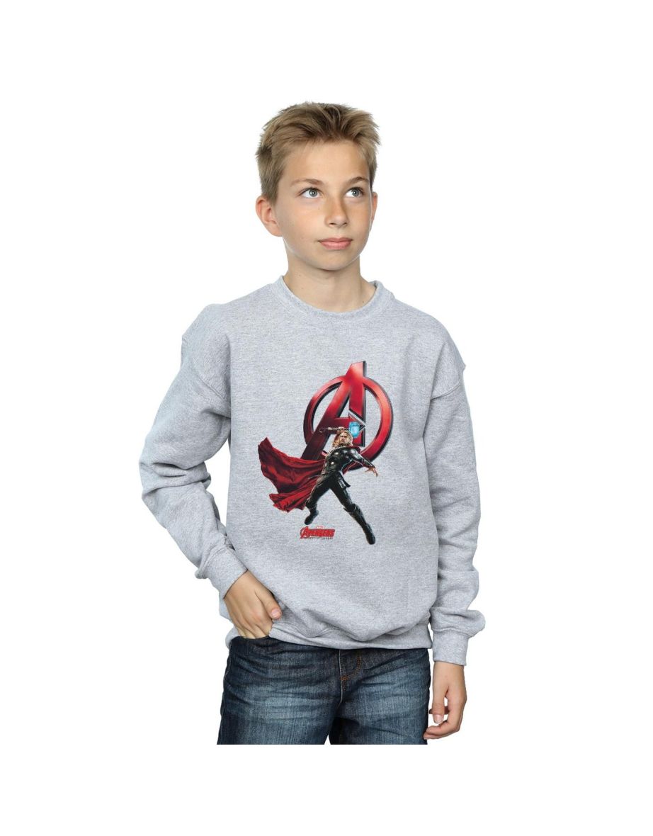 Marvel Boys Thor Pose Sweatshirt - Sports Grey