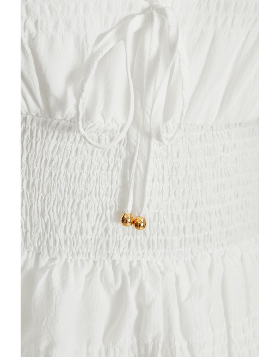 White Ruffle Tiered Playsuit - 5