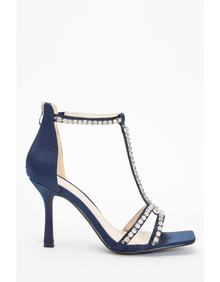 Quiz navy sale diamante shoes