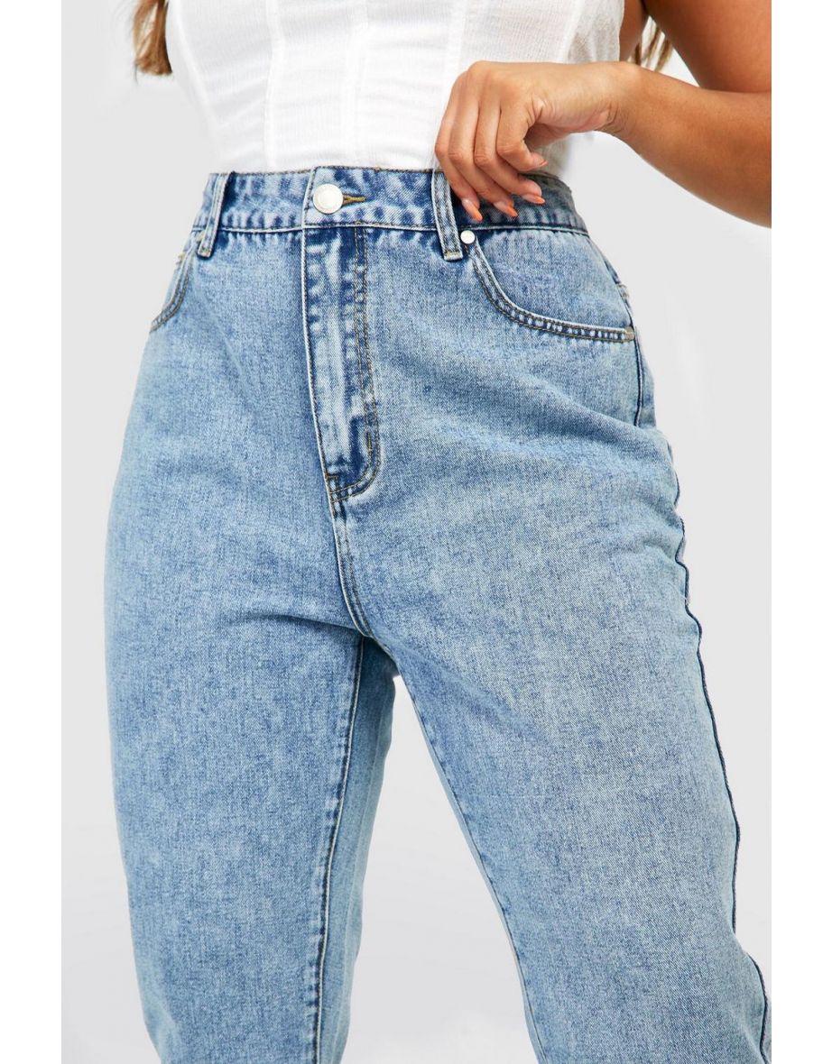 Plus High Waist Mom Jeans - acid wash light blue - 3