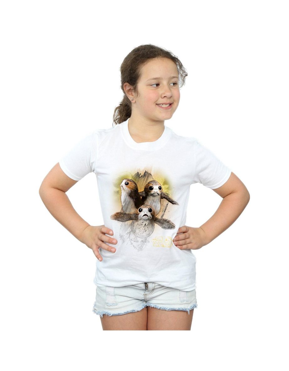 Star Wars: The Last Jedi Girls Porg Brushed Cotton T-Shirt - White