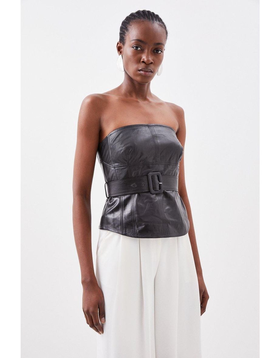 Leather Belted Corset Top