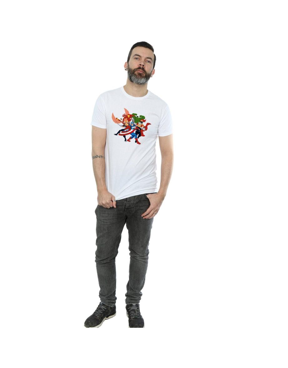 Marvel Mens Avengers Assemble Comic Team T-Shirt - White - 3