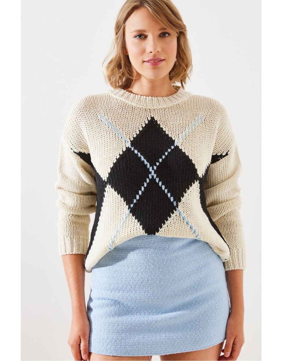 Women's Checkered Sweater
