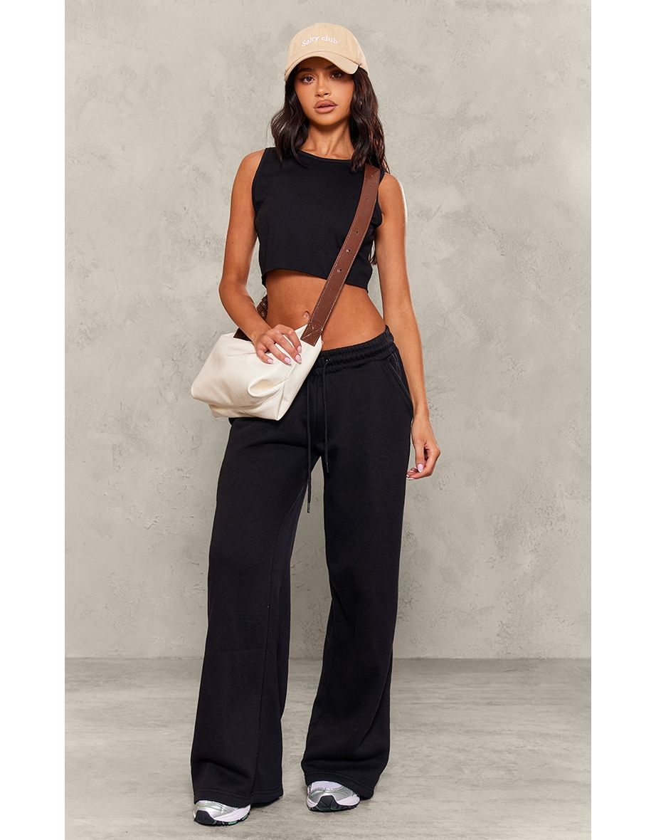 Petite Black Sleeveless Raw Edge Tank Top