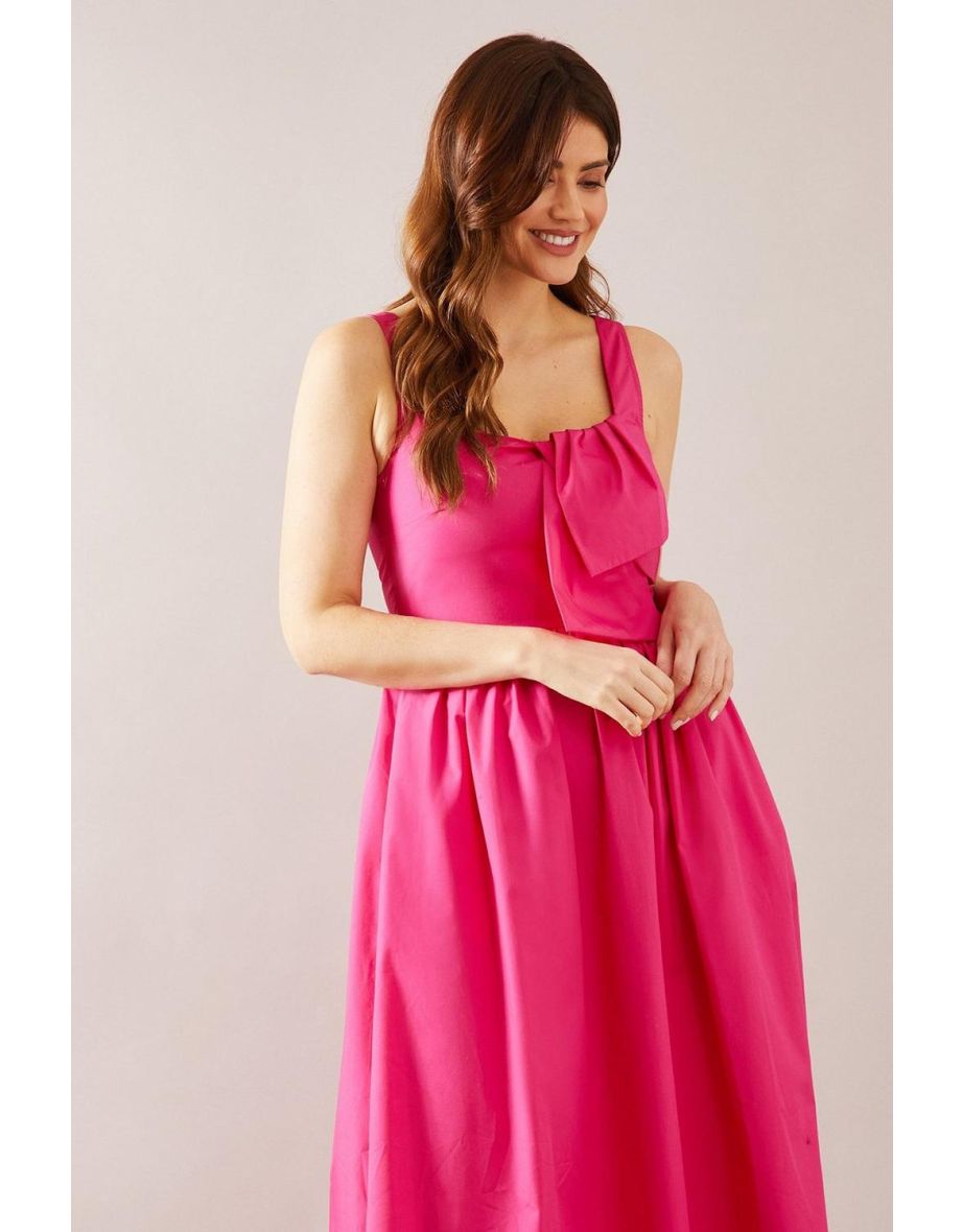 Bow Detail Cotton Midaxi Dress - 3