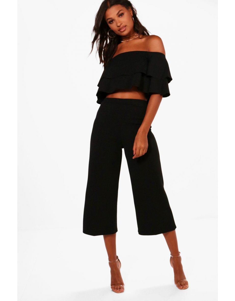 Dina Double Bandeau Top and Culotte Co-ord - أسود