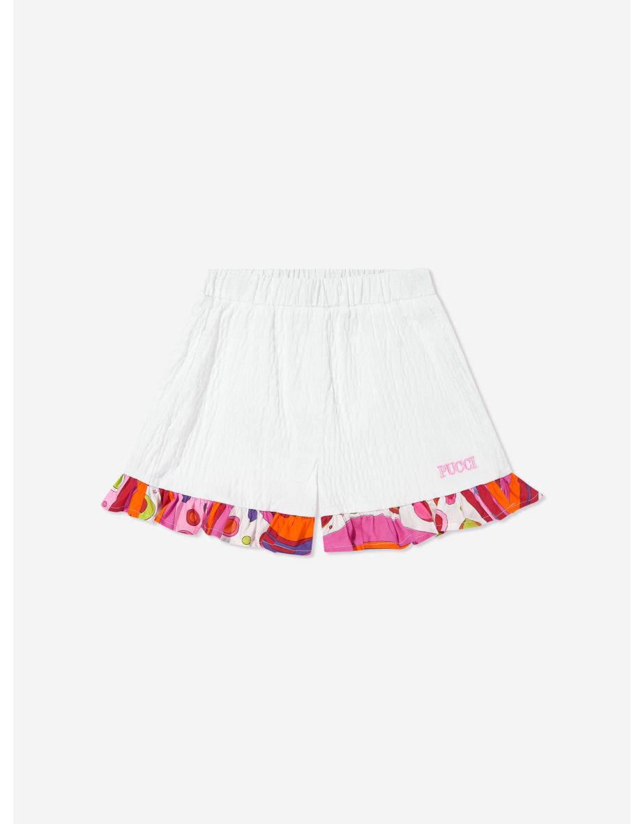 Girls Seersucker Shorts in White