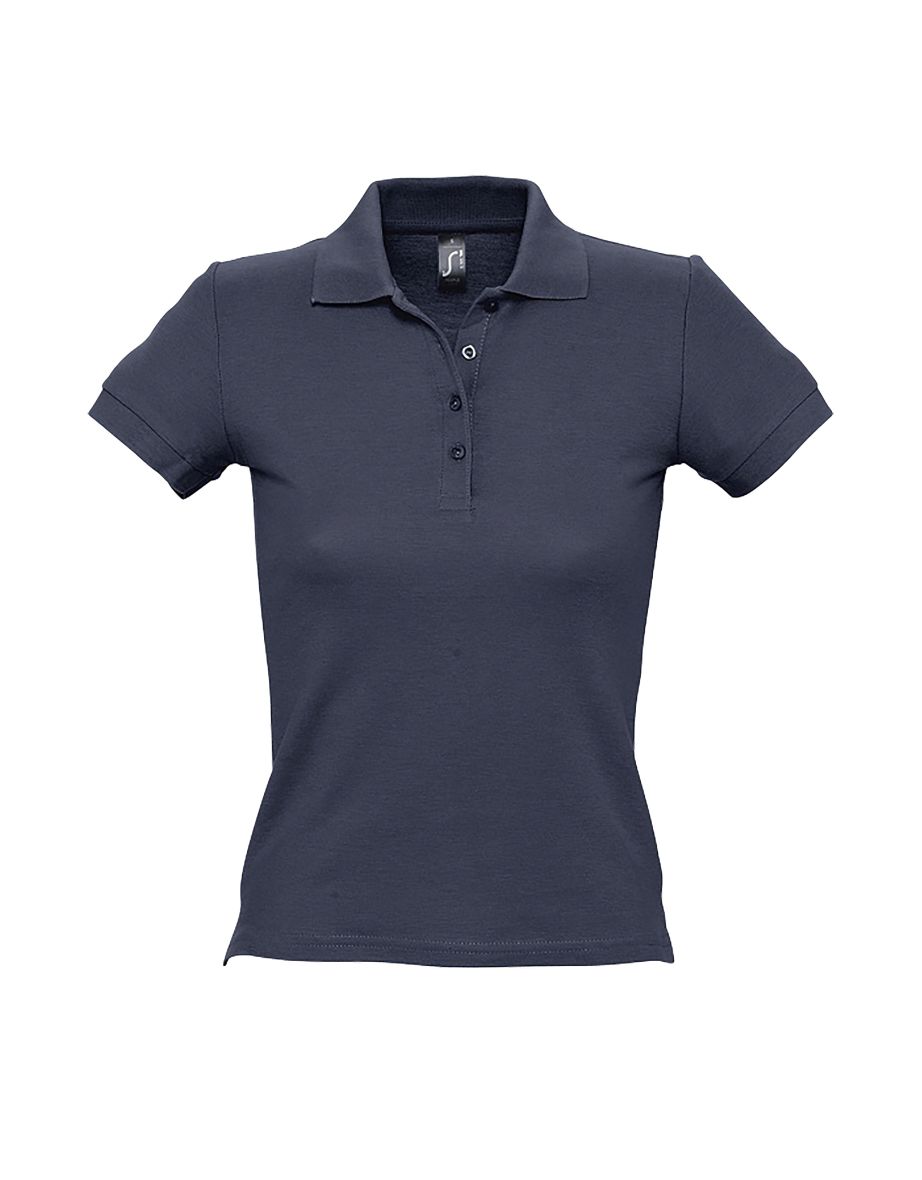 SOLS Womens/Ladies People Pique Short Sleeve Cotton Polo Shirt - Navy