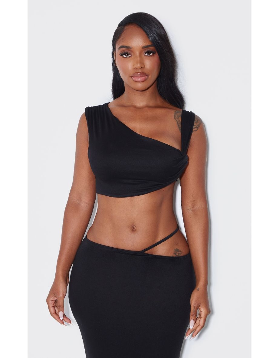 Shape Black One Shoulder Crop Top