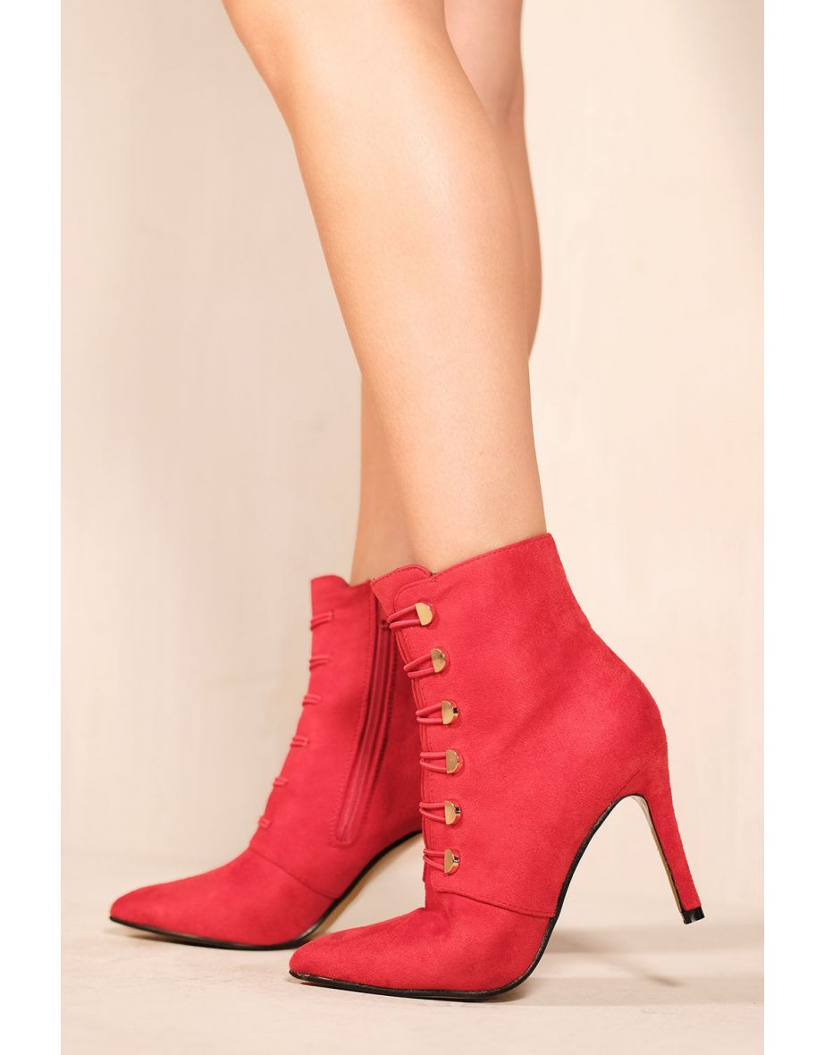 Red faux sale suede boots