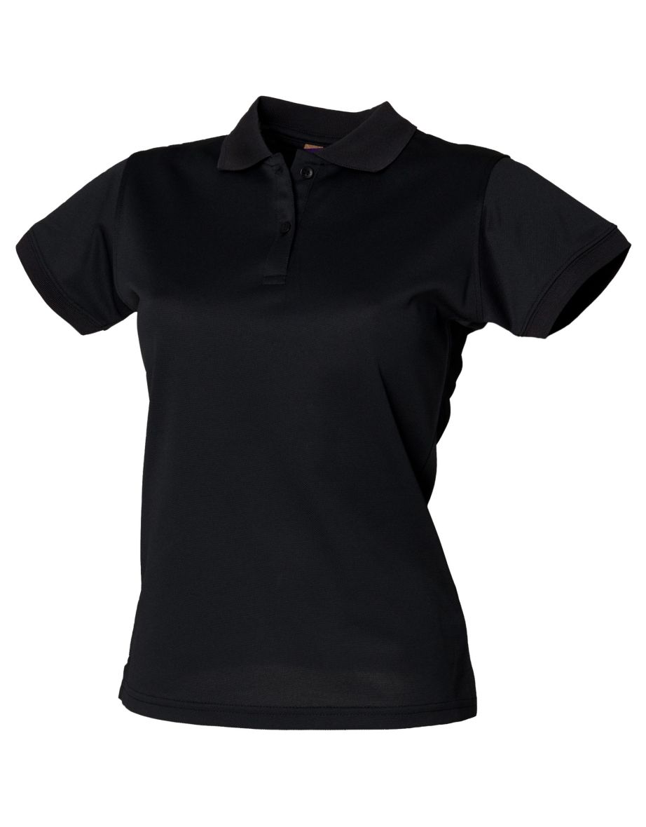 Henbury Womens/Ladies Coolplus® Fitted Polo Shirt - Black