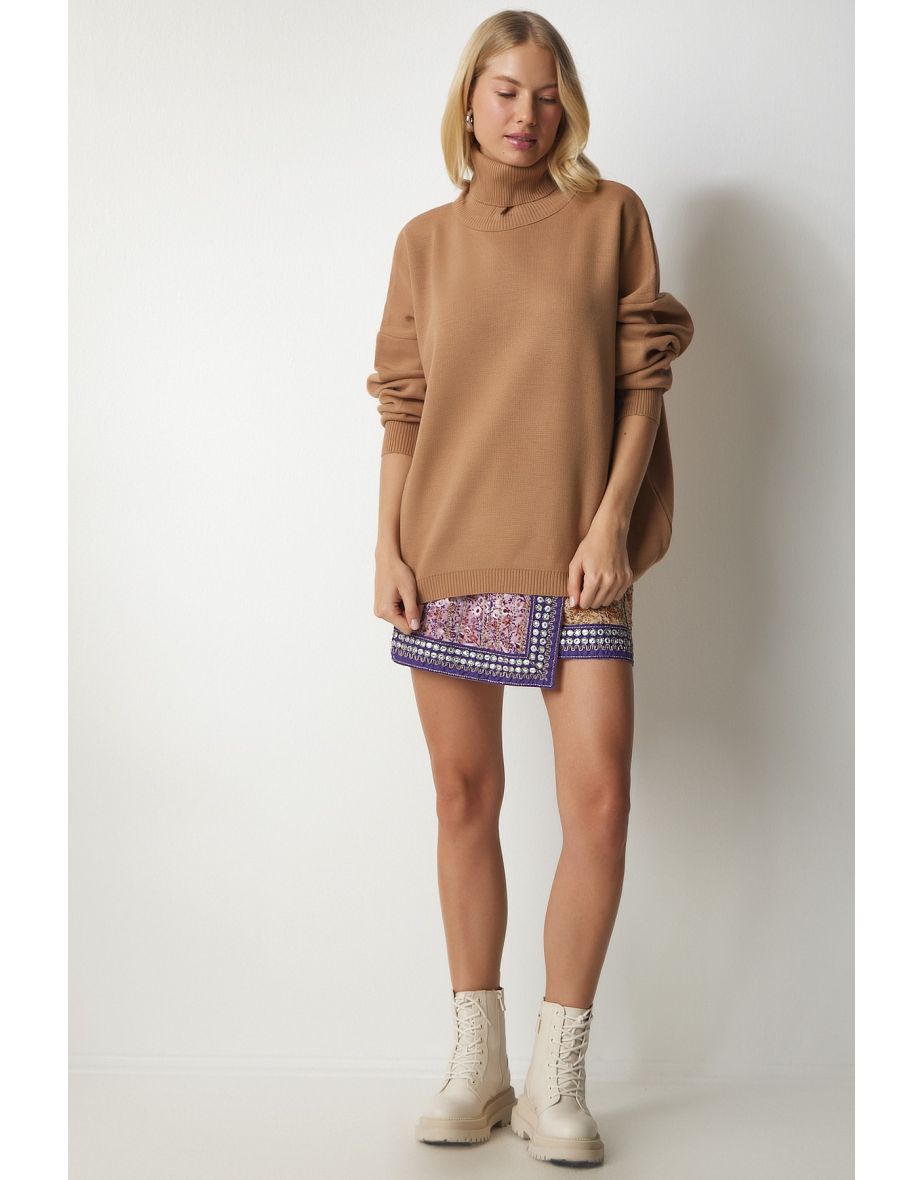 Women's Biscuit Turtleneck Oversized Knitwear Sweater