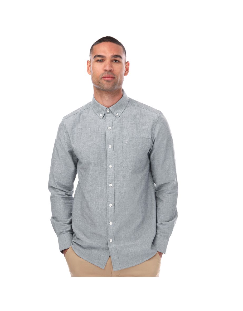 Men's Farah Drayton Long Sleeve Polo Shirt in Blue
