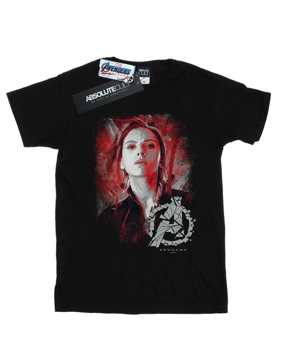 Marvel Boys Avengers Endgame Black Widow Brushed T-Shirt - Black - 1