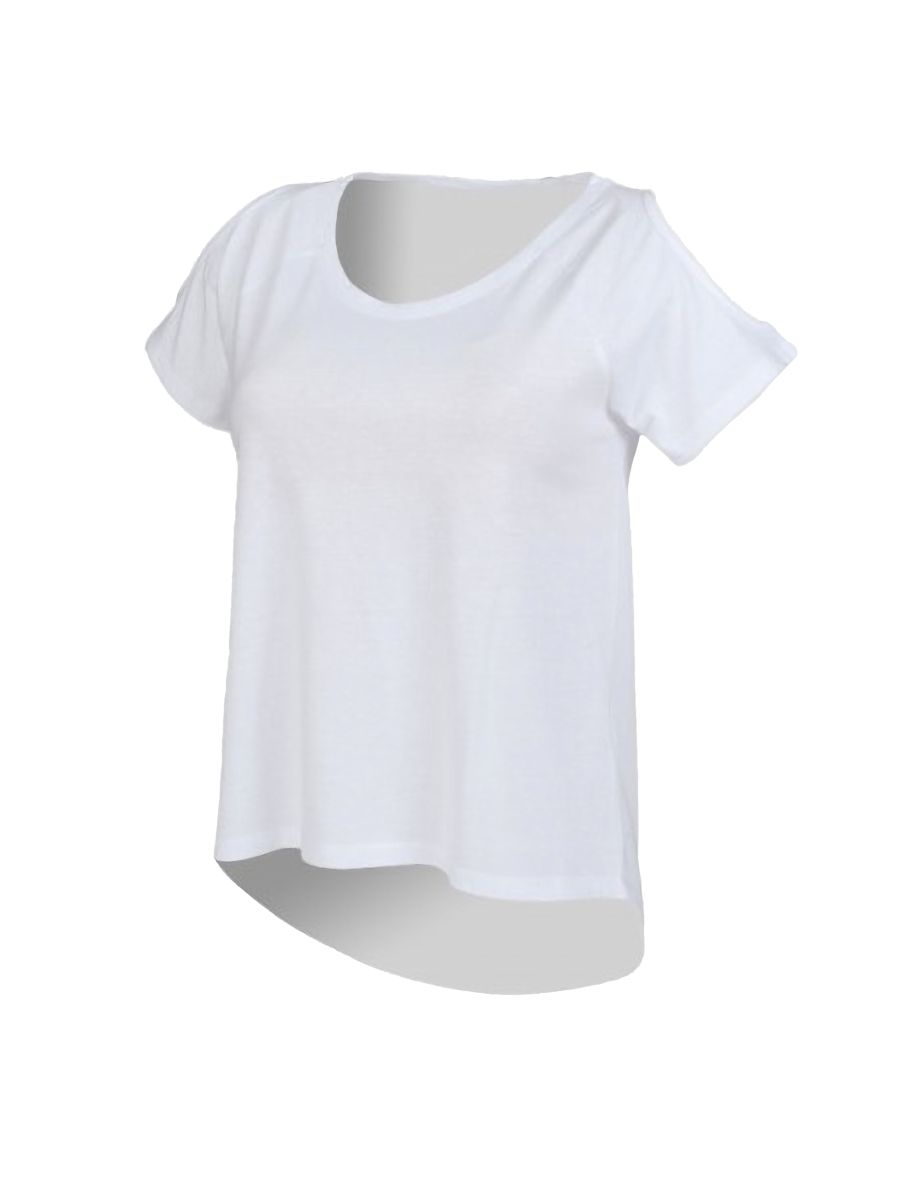 SF Womens/Ladies Plain Short Sleeve T-Shirt With Drop Detail - White