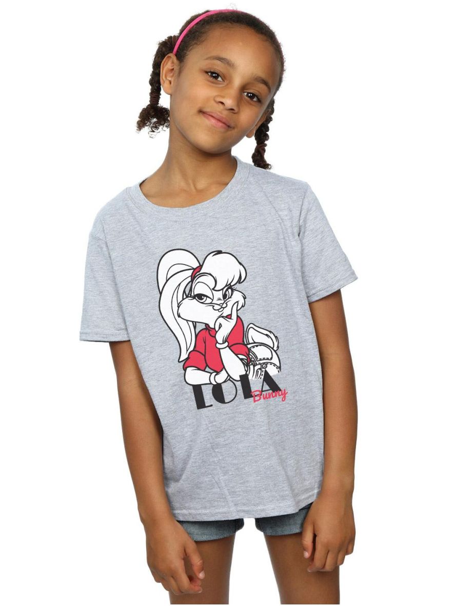 Looney Tunes Girls Lola Bunny Cotton T-Shirt - Sports Grey