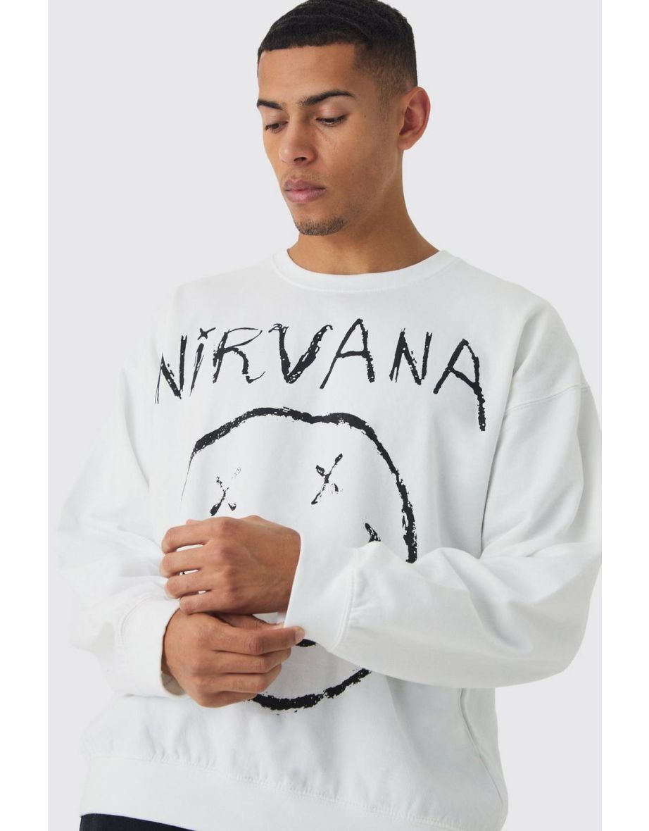 Oversized Nirvana Band License Print Sweatshirt - 2