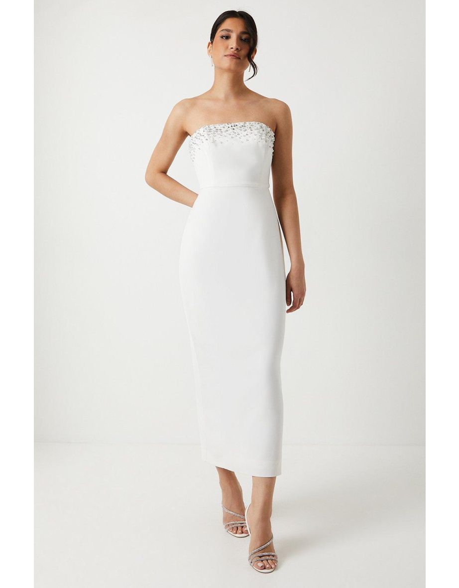 Premium Pearl And Jewel Bandeau Wedding Dress