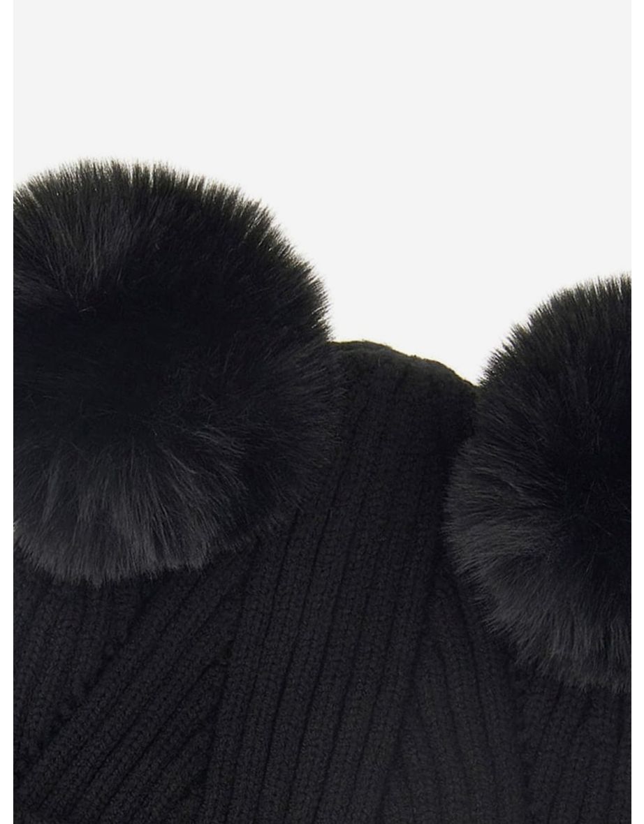 Guess Girls Knitted Pom Pom Hat in Black - 3