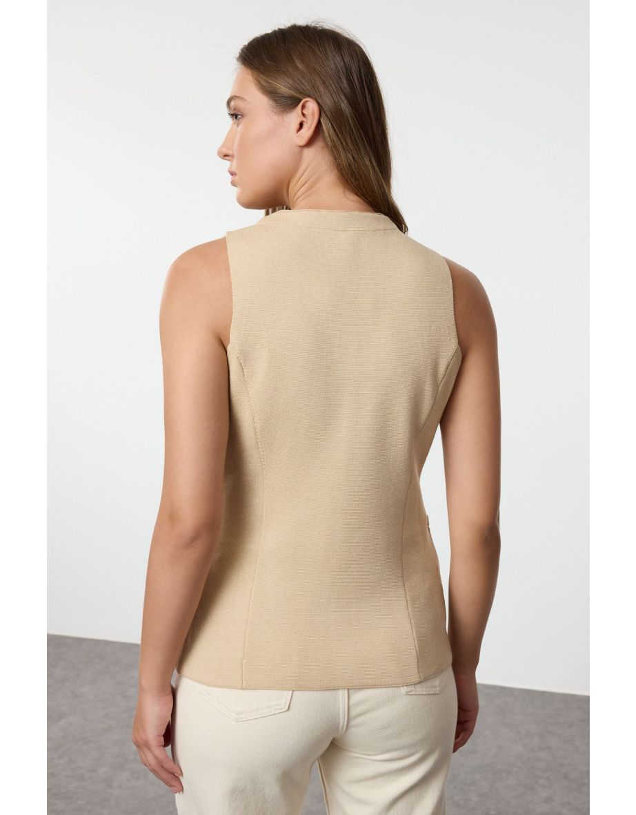 Stone Slim Smart Look Knitwear Vest - 4