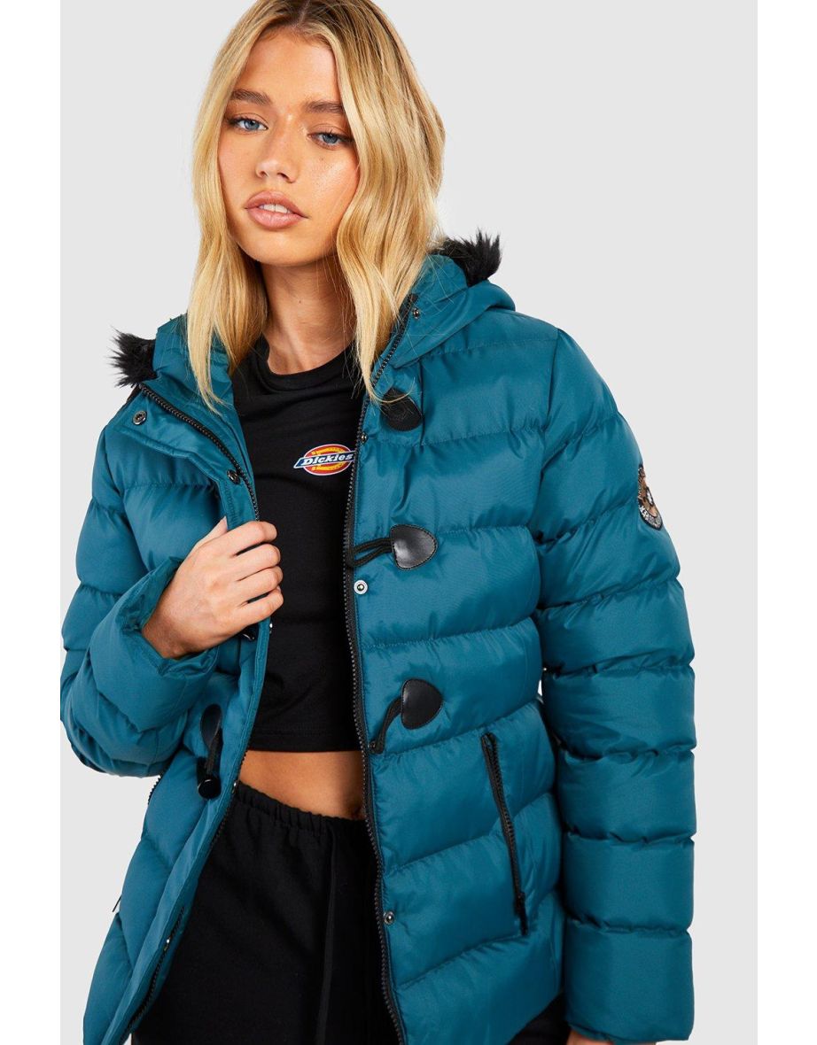 Short Quilted Bubble Jacket - teal - 3