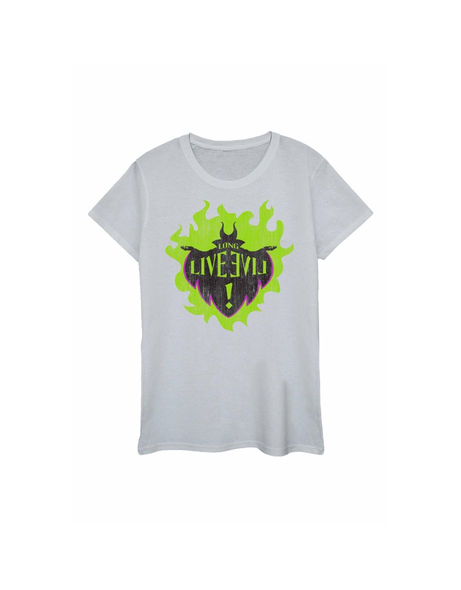 Disney Womens/Ladies The Descendants Maleficent Long Live Cotton T-Shirt - Sports Grey - 1