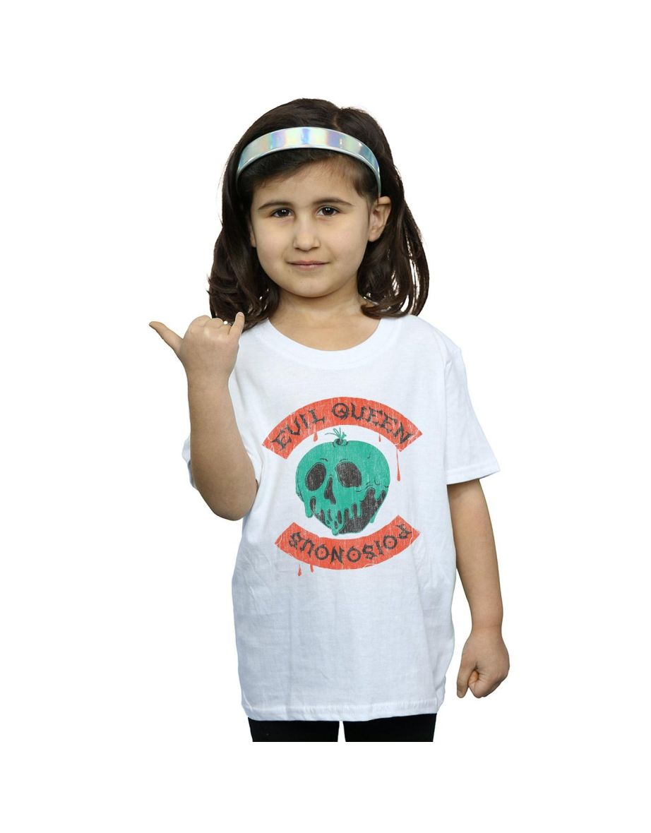 Disney Girls Poisonous Skull Apple Cotton T-Shirt - White