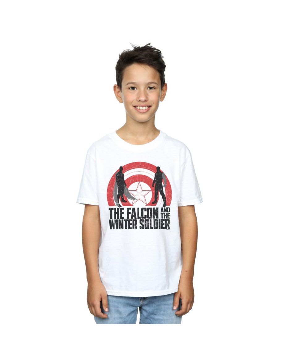 Marvel Boys The Falcon And The Winter Soldier Shield Silhouettes T-Shirt - White