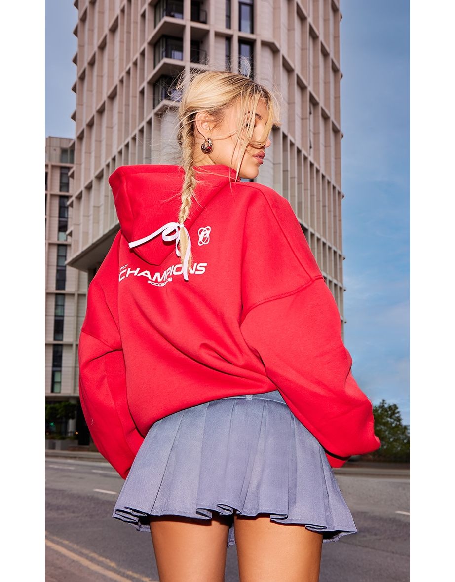 PRETTYLITTLETHING Red Oversized Hoodie