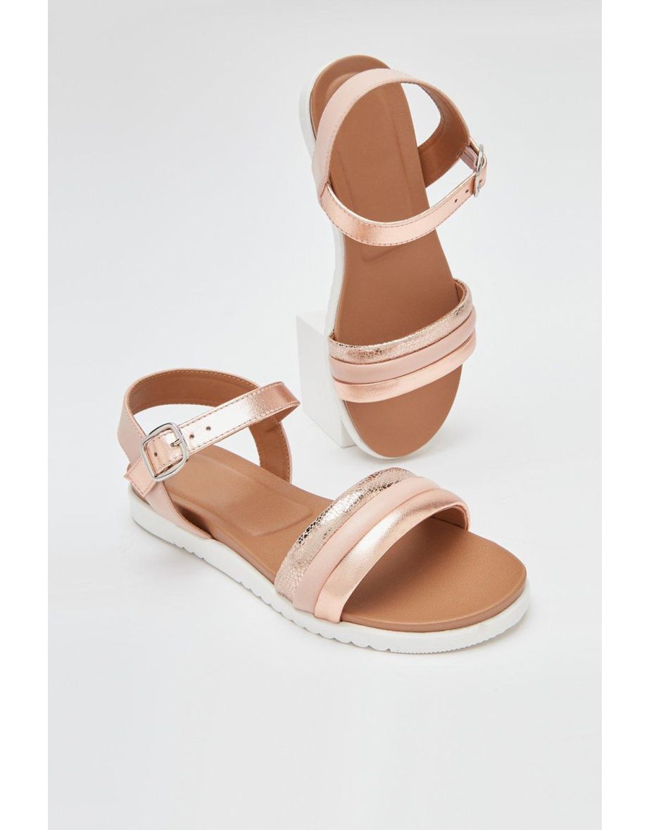 Good For The Sole: Tina Leather Extra Wide Fit Flat Sandal - 3