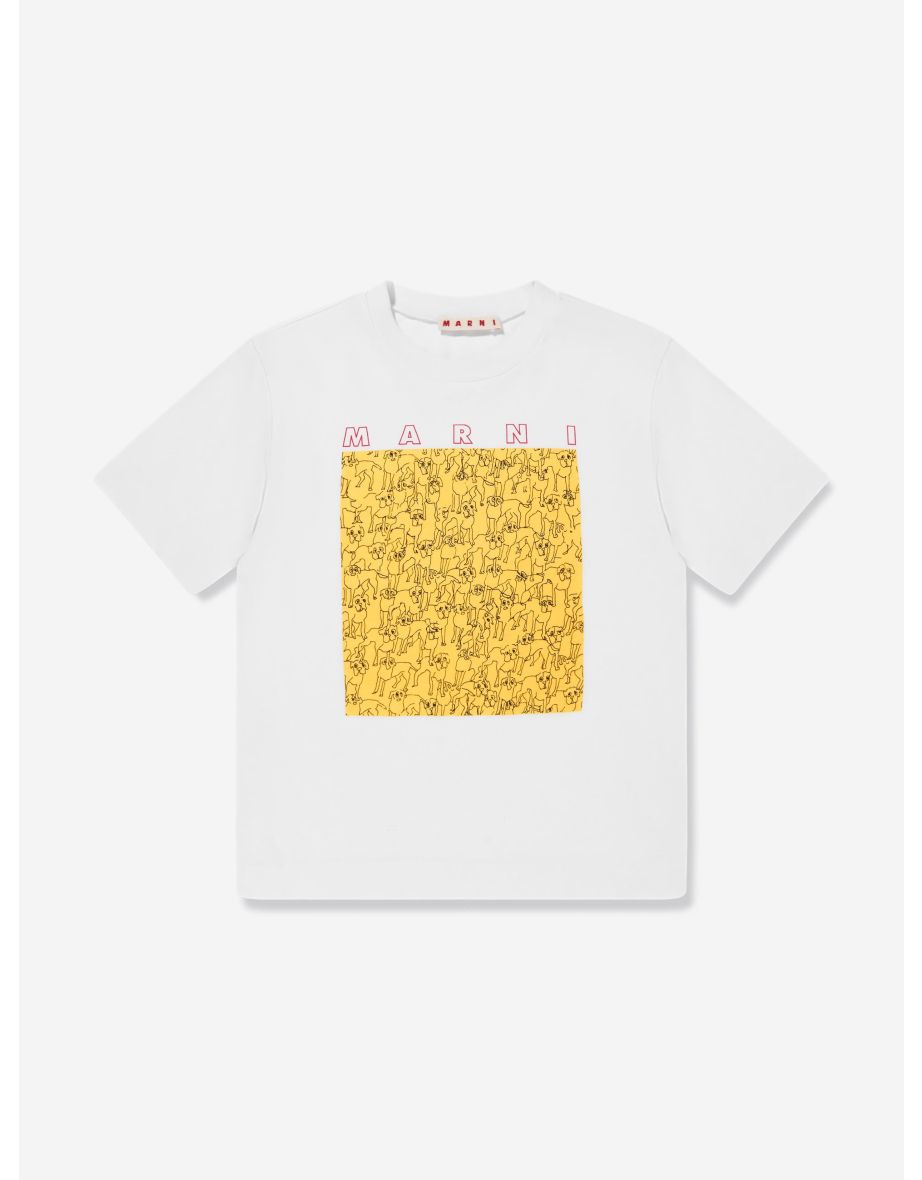 Kids Illustrated Dogs Logo T-Shirt in White