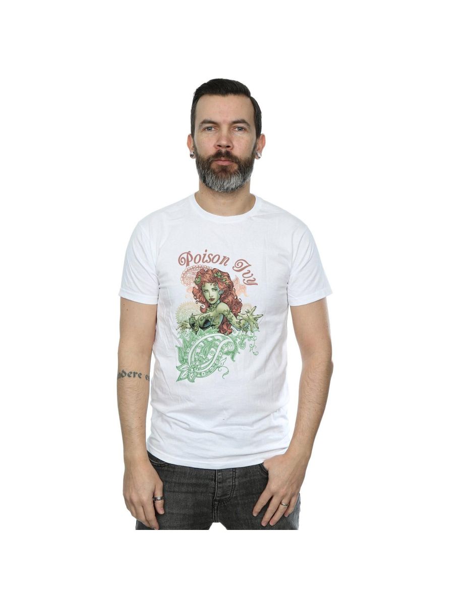 DC Comics Mens Poison Ivy Paisley T-Shirt - White