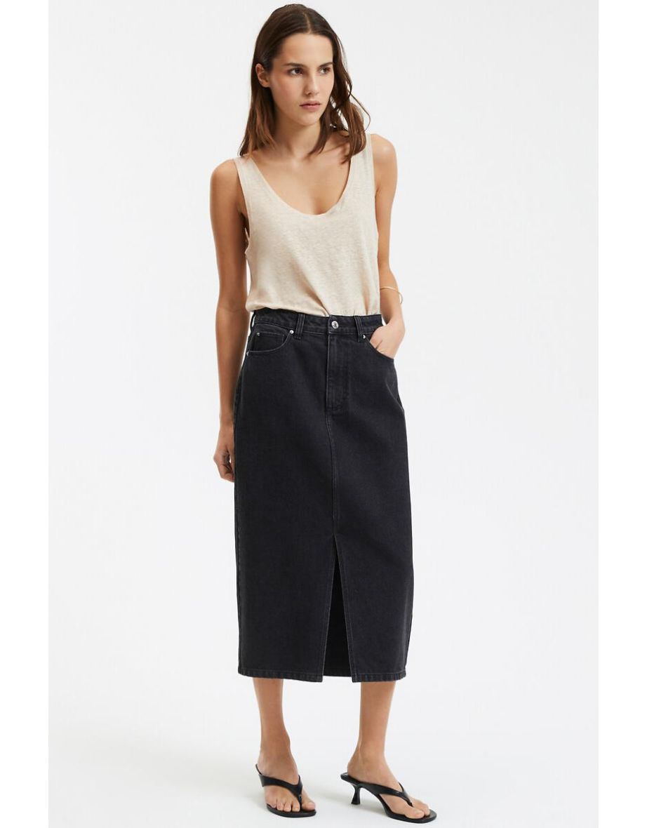 Shift Midi Skirt in Denim