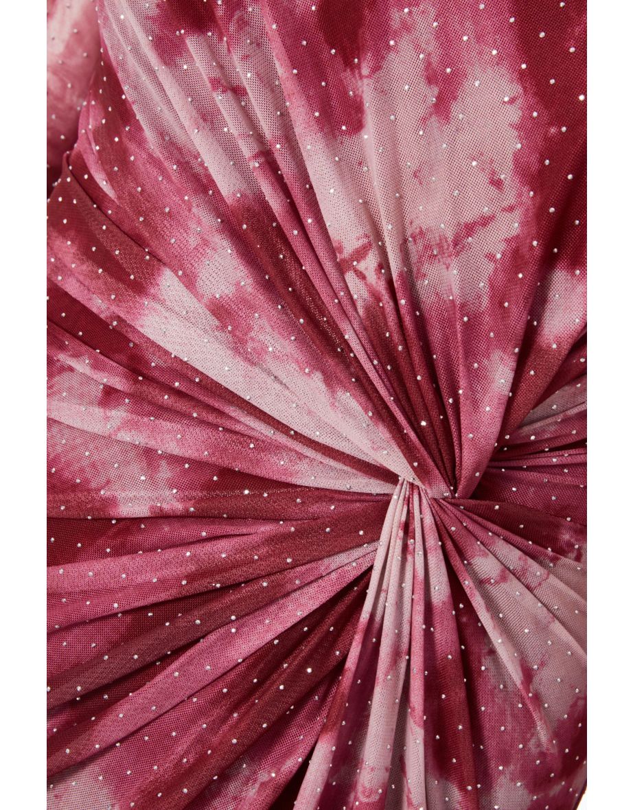 Curve Dark Pink Marble Print Midaxi Dress - 4