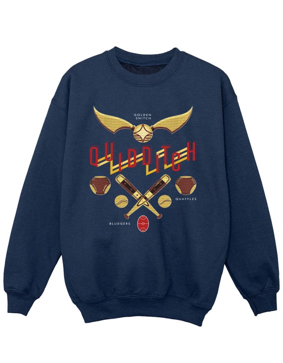 Harry Potter Girls Quidditch Golden Snitch Sweatshirt - Navy Blue