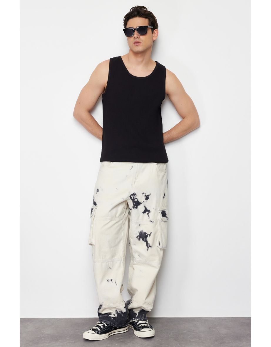 Black Men's Slim/Narrow Cut Corded Basic Sleeveless Tank top /Singlet