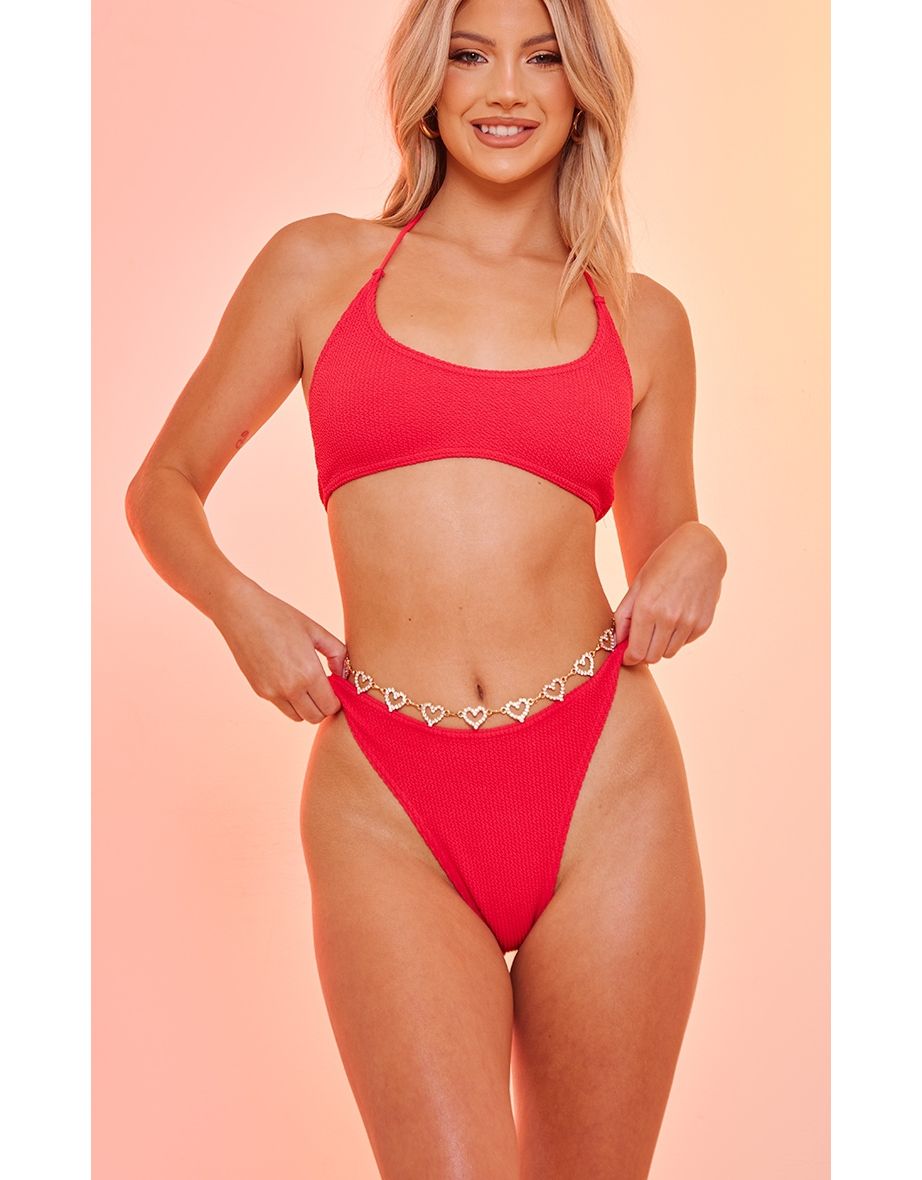 Crinkle High Leg Bikini Bottoms