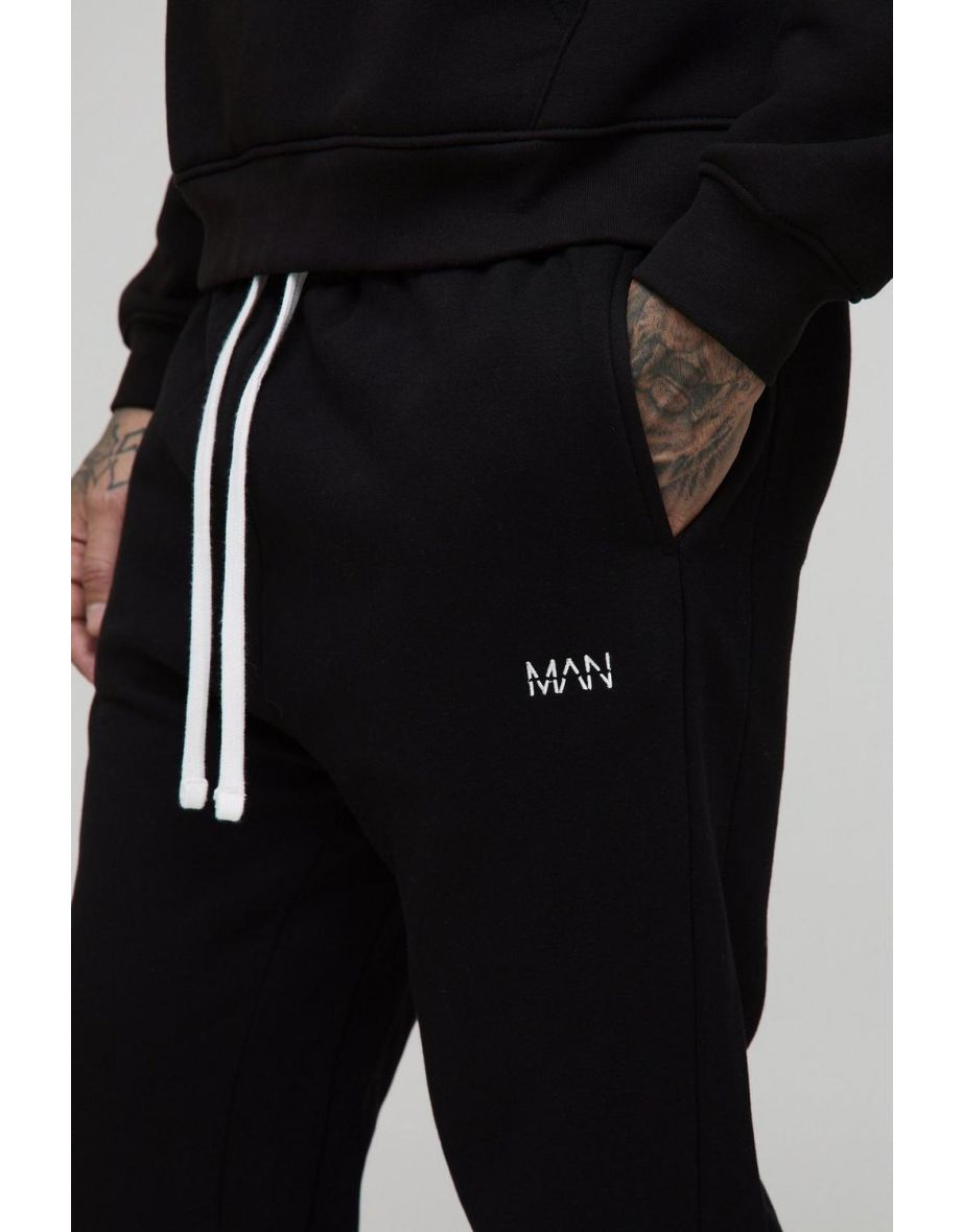 Tall Slim Fit Man Print Colour Block Joggers - black - 2