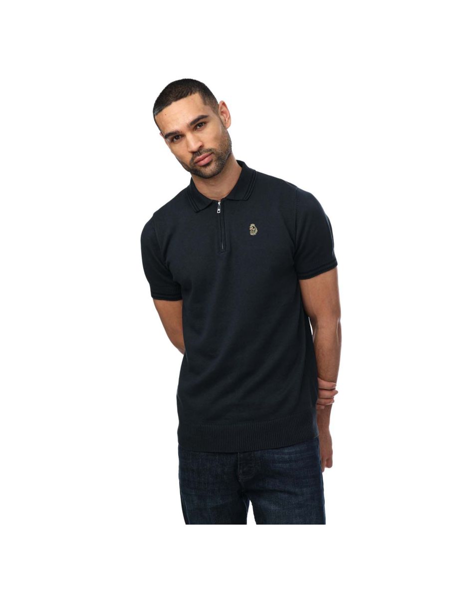 Men's Luke 1977 Short Milk Knitted Polo Shirt in Blue