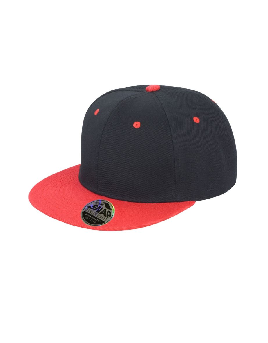 Result Unisex Core Bronx Original Flat Peak Snapback Dual Colour Cap - Black/Red
