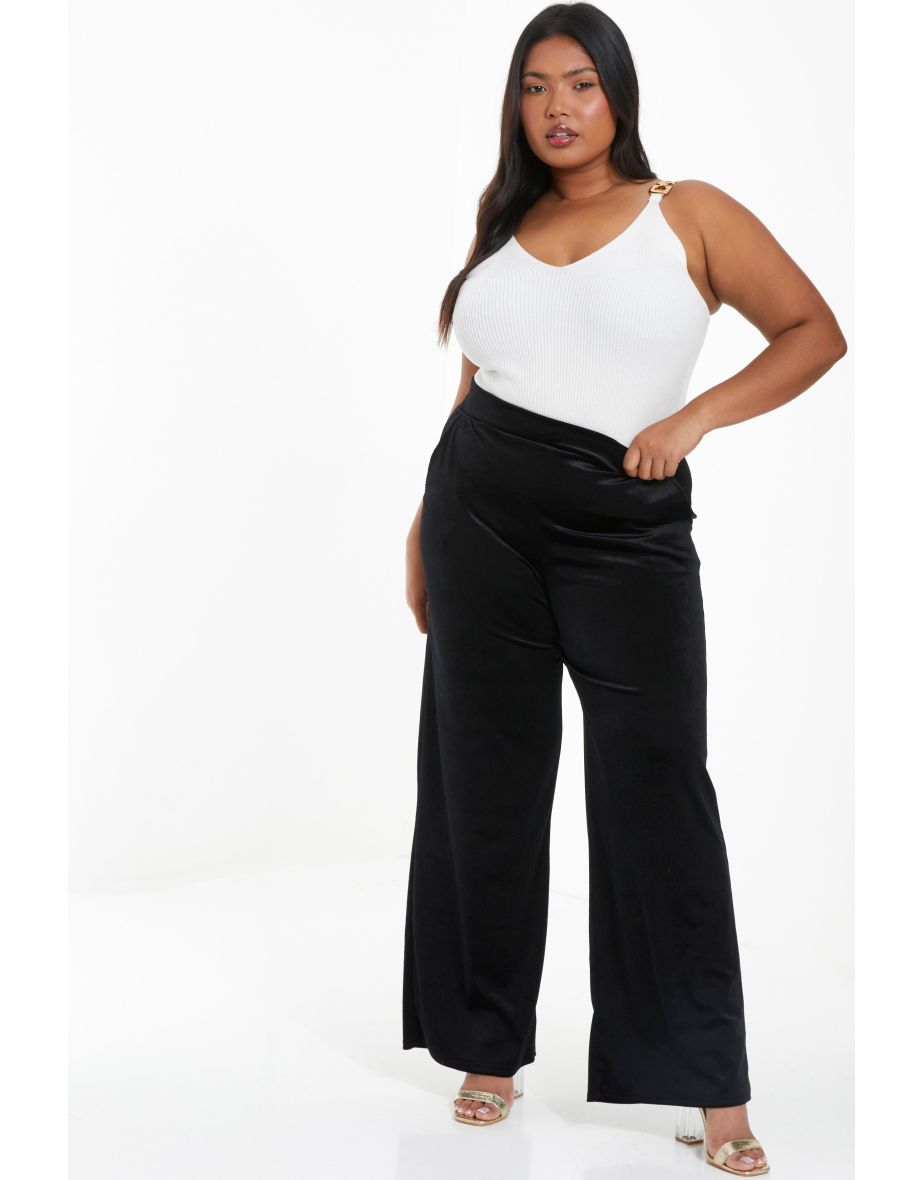 quiz black wide leg trousers