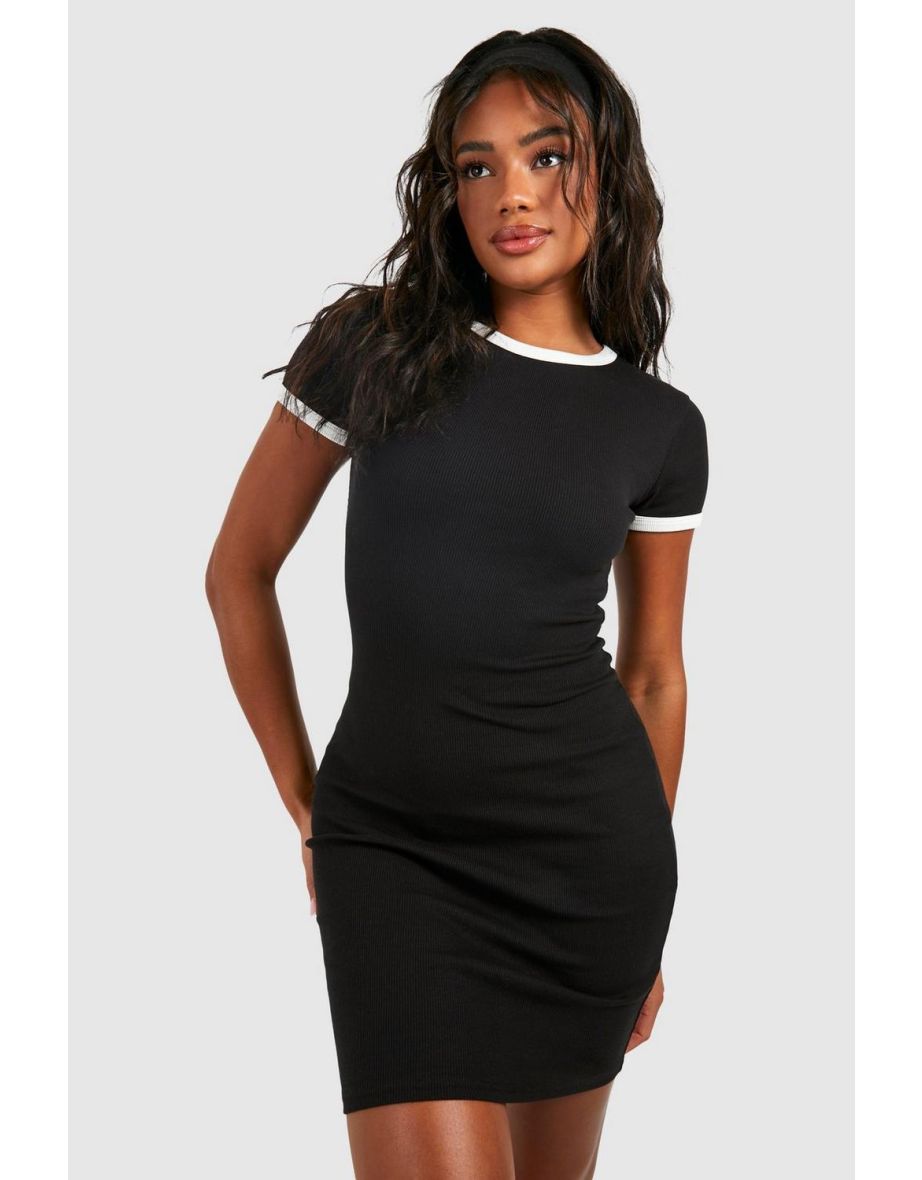 Black short sleeve mini dress online