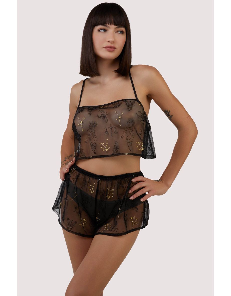 Faith astrology embroidery sheer cami set - 2