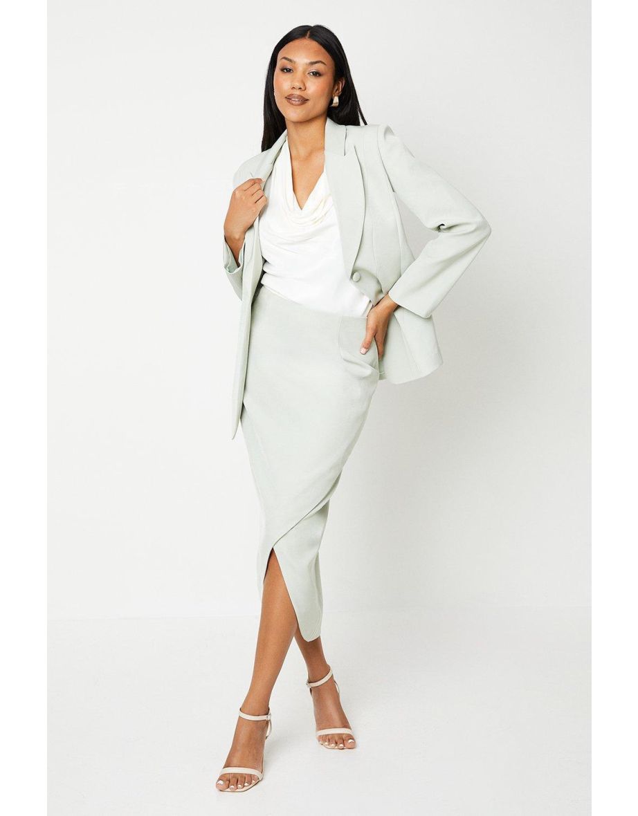 Panelled Long Line Single Breasted Blazer
