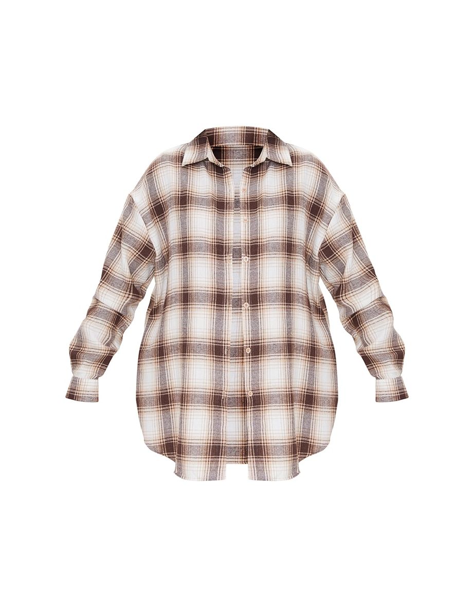 Maternity Camel Checked Oversized Shirt - 4