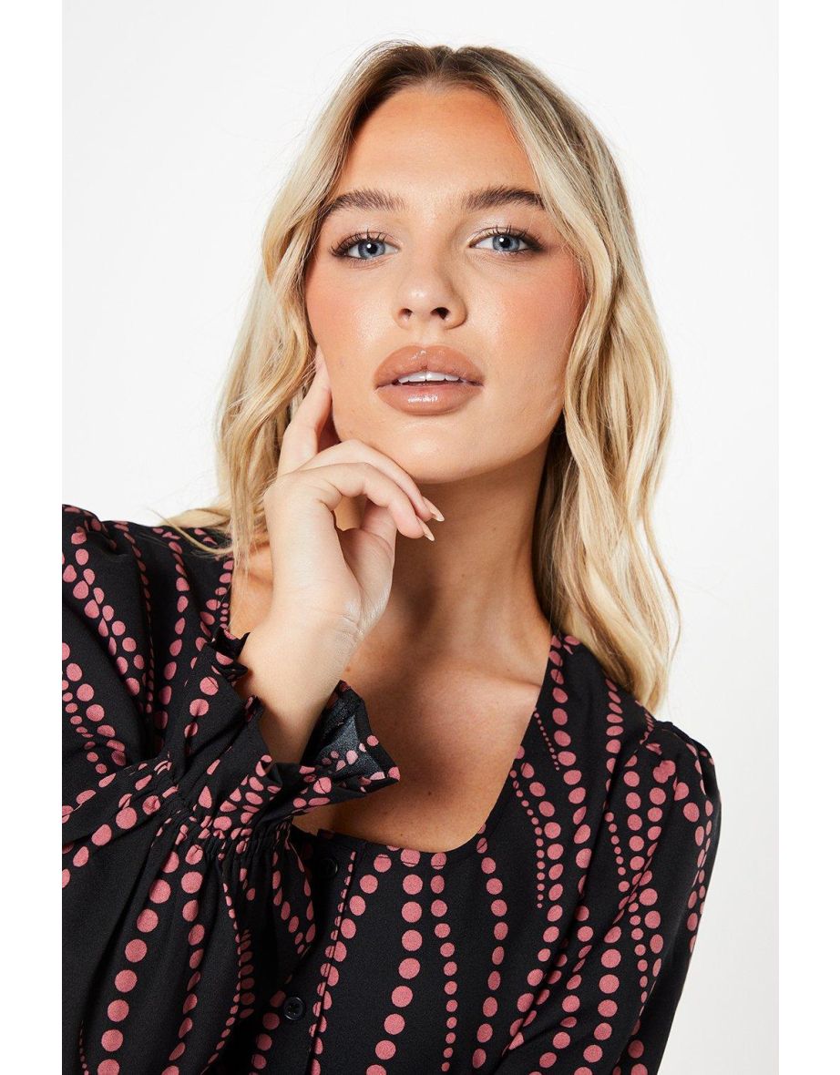 Petite Pink Spot Scoop Neck Shirt Dress - 3