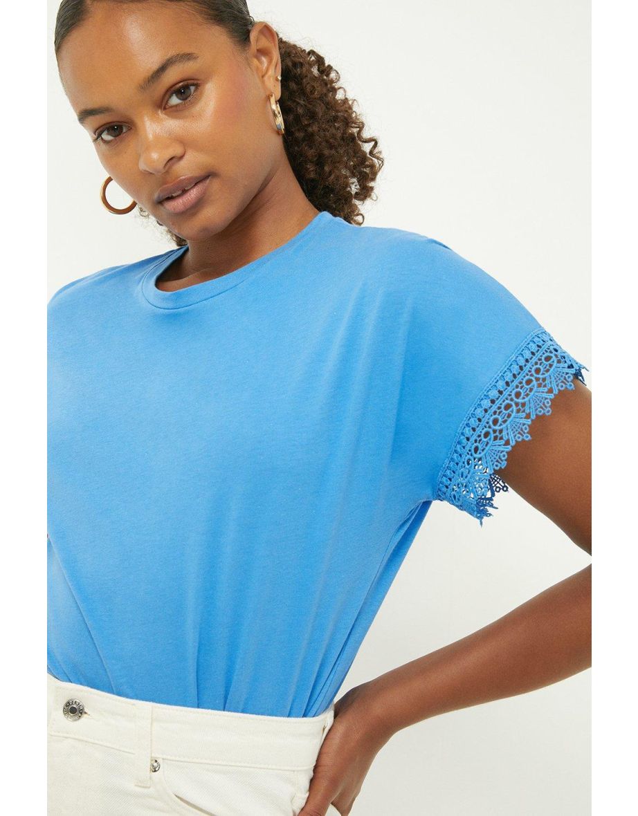 Tall Lace Trim Roll Sleeve T-shirt - 3