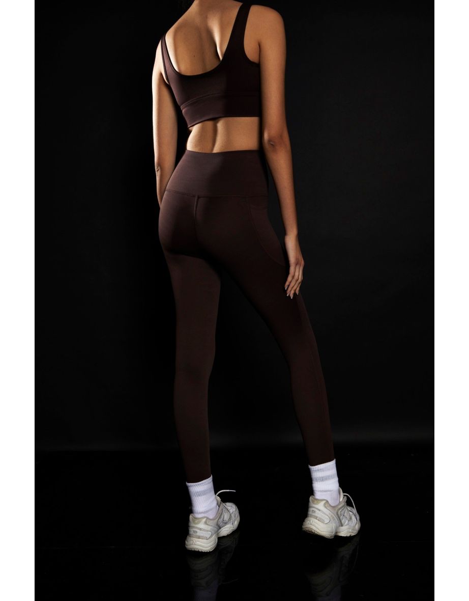 Chocolate High Waisted Gym Leggings - 2